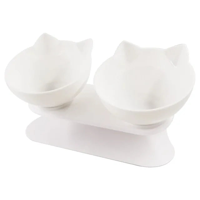 Pet Double Cat Bowl With Raised Stand