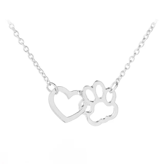 Pet Paw Love Heart Necklace